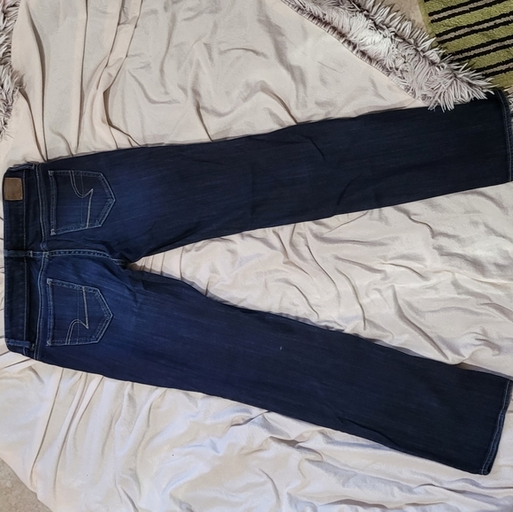 American Eagle Dark Wash Straight Leg Jeans 0S - Picture 8 of 11